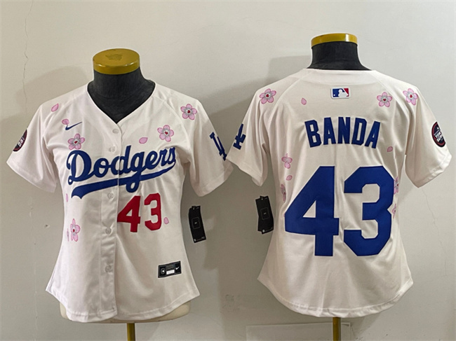 Women's Los Angeles Dodgers #43 Anthony Banda Cream 2025 Tokyo Series Limited Stitched Baseball Jersey(Run Small) Women's Los Angeles Dodgers #43 Anthony Banda Cream 2025 Tokyo Series Limited Stitched Baseball Jersey(Run Small)